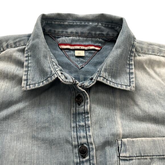 Tommy Hilfiger Women's Long Sleeve Blue Denim Casual Button Down Shirt Size SP - Picture 3 of 10